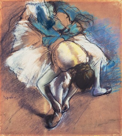 Ballerina che allaccia la scarpetta, c.1880-85 da Edgar Degas
