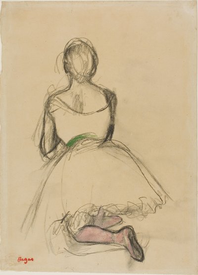 Ballerina inginocchiata, vista da dietro da Edgar Degas
