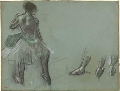 Ballerina Vista da Dietro e Tre Studi di Piedi da Edgar Degas