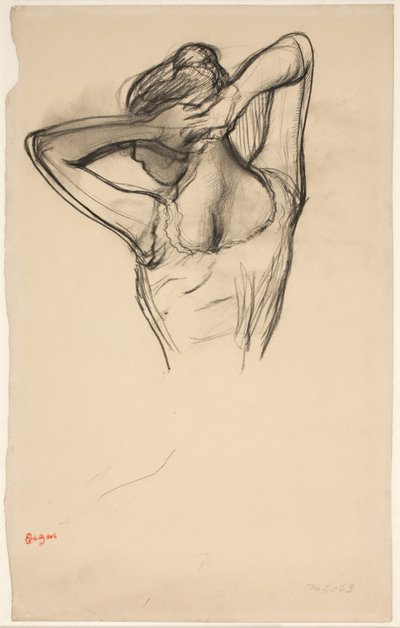 Danzatrice, mezzo busto, braccia incrociate dietro la testa da Edgar Degas