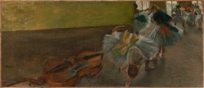 Ballerini nella sala prove con un contrabbasso, c.1882-85 da Edgar Degas