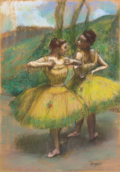 Ballerine con vestiti gialli; Danseuses jupes jaunes, c.1896 da Edgar Degas