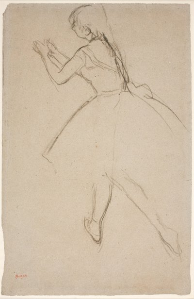 Ballerino in posizione di camminata con le braccia tese in avanti da Edgar Degas