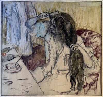 Donna alla toilette da Edgar Degas