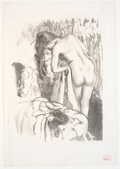 Donna nuda in piedi alla sua toilette da Edgar Degas