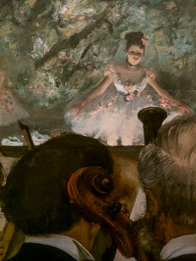 I Musicisti (dettaglio). 1872-1873, ripreso intorno al 1874-1876. Olio su tela da Edgar Degas