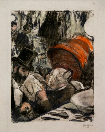Ludovic Halevy ascolta la storia di Madame Cardinal in un camerino da Edgar Degas
