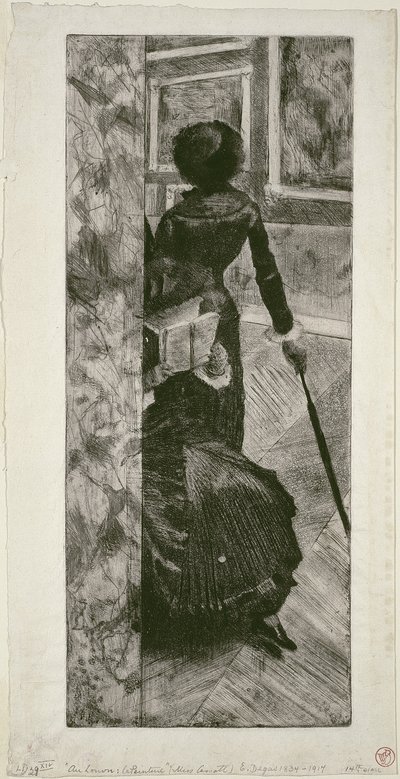 Mary Cassatt nella Galleria dei Dipinti al Louvre, 1879-80 da Edgar Degas