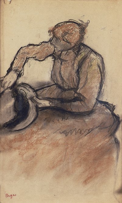 Modista che rifinisce un cappello, c.1898 da Edgar Degas