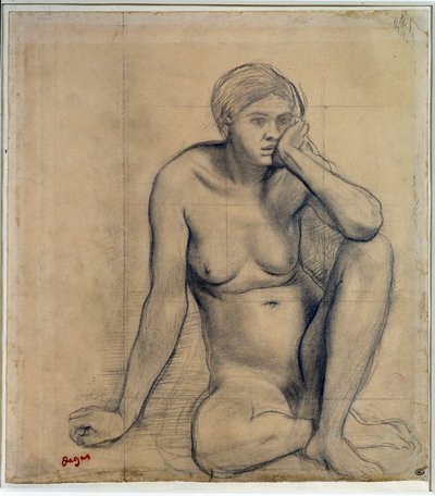 Donna nuda seduta. Studio per "Scena di guerra nel Medioevo". Disegno di Edgar Degas (1834-1917) da Edgar Degas