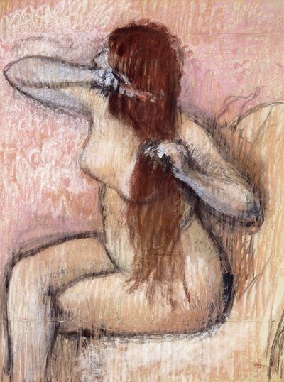 Donna nuda seduta che si pettina; Femme nu assise, se coiffant, c.1887-1890 da Edgar Degas
