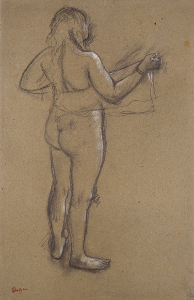 Donna nuda che si asciuga con un asciugamano, vista da dietro da Edgar Degas