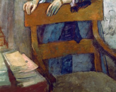 Ritratto di Helene Rouart nello studio del padre, dettaglio della sedia, c.1886 (dettaglio) da Edgar Degas