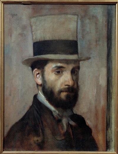 Ritratto di Leon Joseph Florentin Bonnat (1833-1922). Il pittore indossa un cilindro. Dipinto di Edgar Degas (1834-1917) 1863 Bayonne, Museo Bonnat da Edgar Degas