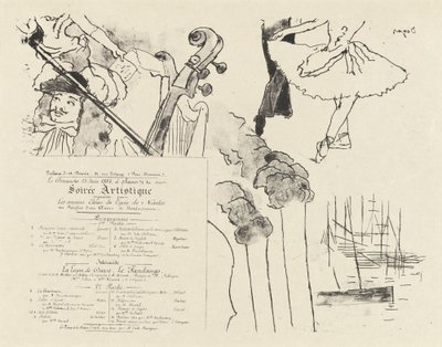Programma della Soirée Artistique (Programme de la Soirée des anciens élèves du Lycée de Nantes) da Edgar Degas