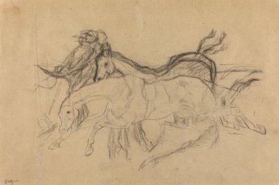 Cavalli da corsa studio per Scena dalla Corsa ad Ostacoli: Il fantino caduto, c. 1881 da Edgar Degas