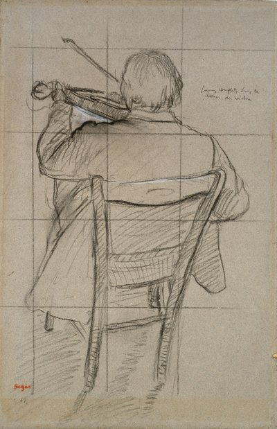 Violinista seduto visto da dietro da Edgar Degas