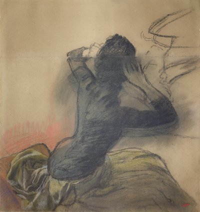 Donna seduta che si aggiusta i capelli, c.1884 da Edgar Degas