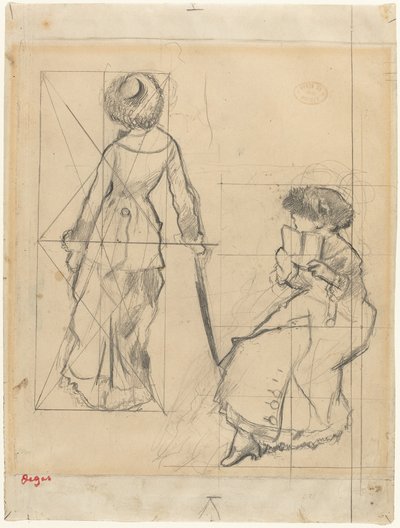 Studio per Mary Cassatt al Louvre [recto], c. 1879 da Edgar Degas