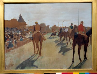 La sfilata detta “cavalli da corsa davanti alle tribune” Dipinto di Edgar Degas (1834-1917) 1866-1868. Dim. 0,46 x 0,61 m. Parigi, Musee d