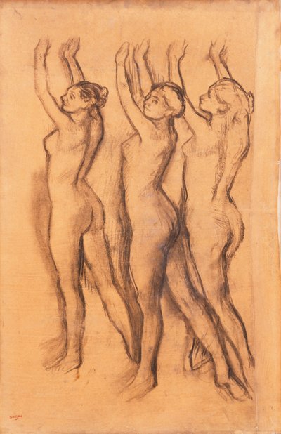 Tre Ballerini in Body, con Braccia Alzate da Edgar Degas
