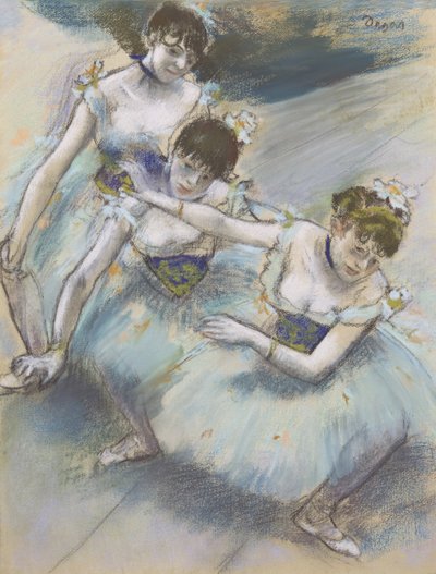 Tre ballerine in una linea diagonale sul palco, c.1882 da Edgar Degas