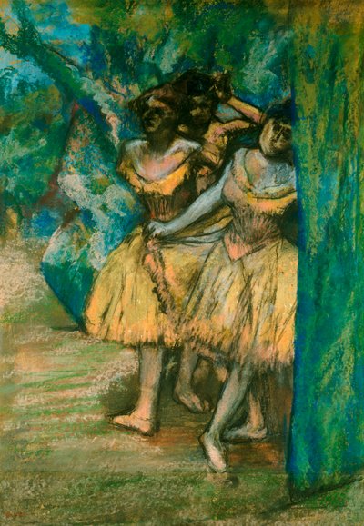Tre ballerine con sfondo di alberi e rocce, 1904-06 da Edgar Degas