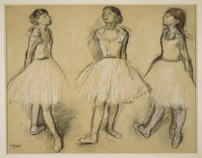 Tre studi di una ballerina in quarta posizione da Edgar Degas