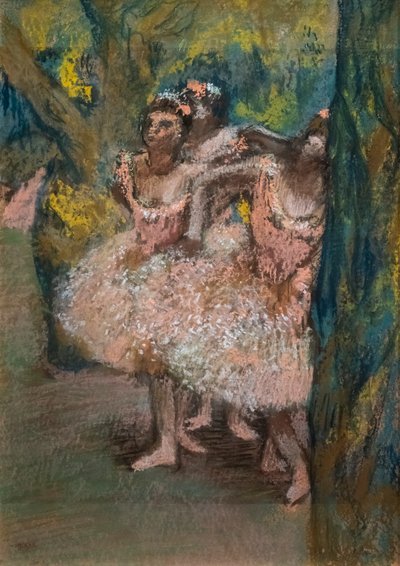 Tre ballerine in gonne color salmone da Edgar Degas