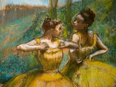 Due ballerine in giallo (dettaglio) da Edgar Degas