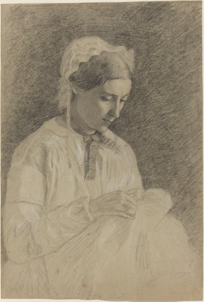 Donna che ricama, 1855-1860 da Edgar Degas