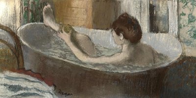 Donna nel suo bagno, che si spugna la gamba da Edgar Degas