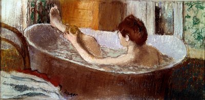Donna nel bagno che si spugna la gamba da Edgar Degas