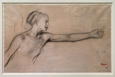 Giovane ragazza spartana (studio per "Piccole ragazze spartane che provocano i ragazzi"). Intorno al 1860-1862. Matita nera, grafite, sfumature su carta da lucido da Edgar Degas