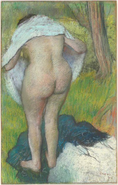 Giovane donna che si veste da Edgar Degas