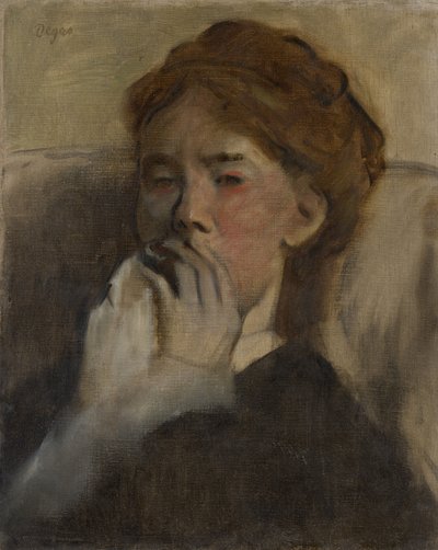 Giovane donna con la mano sulla bocca da Edgar Degas
