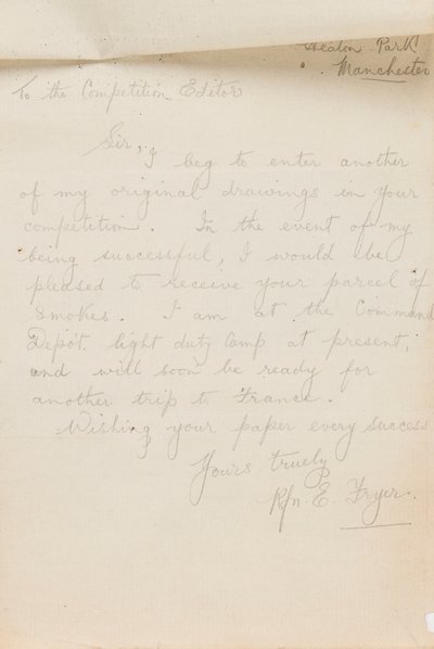 Lettera a un redattore di concorso di giornale, 1917 da Edgar Fryer