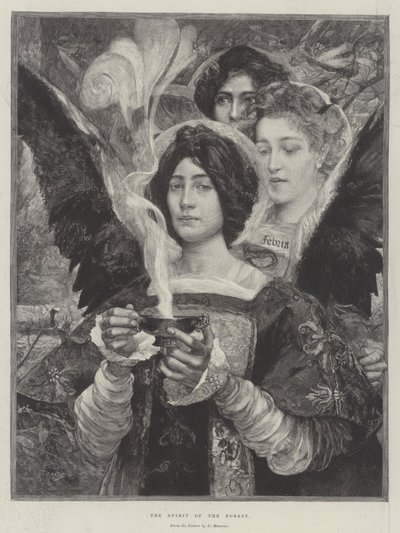 Lo spirito della foresta (incisione) da Edgar Maxence