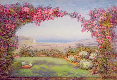 Un giardino con un arco di rose da Edith Helena Adie