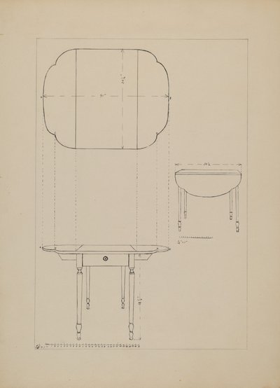 Tavolo ovale con ribalta da Edith Magnette