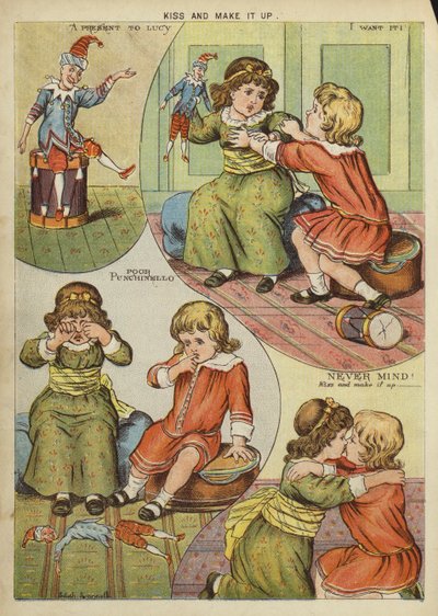 Baciarsi e truccarsi (chromolitho) da Edith Scannell
