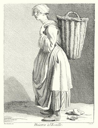 Venditore di ostriche (incisione) da Edmé (after) Bouchardon