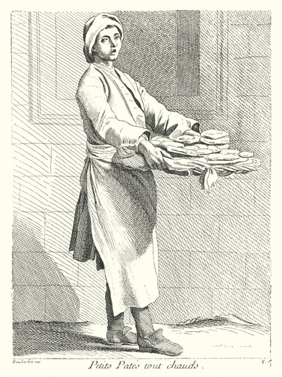 Venditore di pasticceria (incisione) da Edmé (after) Bouchardon
