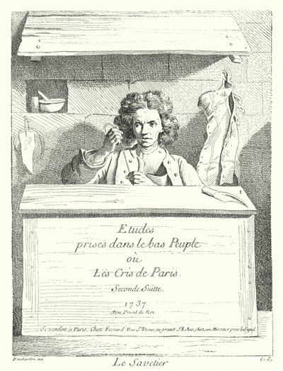 Il calzolaio (incisione) da Edmé (after) Bouchardon