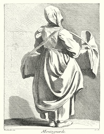 Donna delle montagne (incisione) da Edmé (after) Bouchardon