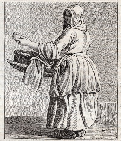 La marchand de pommes cuites - Petit métier di Parigi (Études prises dans le bas Peuple, ou les Cris de Paris) - incisione di Edme Bouchardon (1698-1762) da Edmé Bouchardon