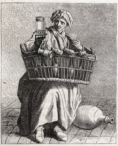 Il venditore di cognac - Piccolo mestiere di Parigi (Études prises dans le bas Peuple, ou les Cris de Paris) - incisione di Edme Bouchardon (1698-1762) da Edmé Bouchardon