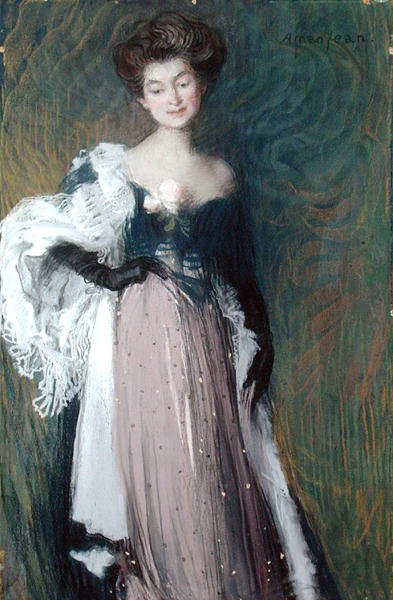 Giovane donna con una rosa da Edmond François Aman Jean