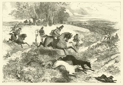 Caccia alla lepre in Inghilterra (incisione) da Edmond (after) Morin