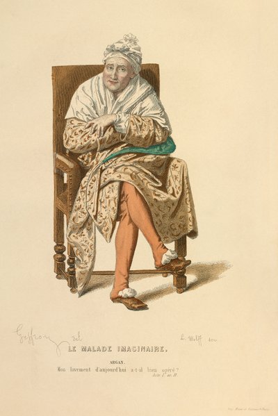 Costume per il ruolo di Argan, 1868 circa (incisione) da Edmond Aime Florentin Geffroy